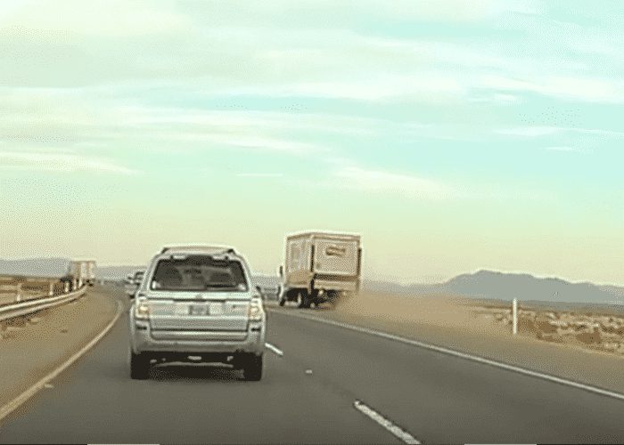 VIDEO: Doritos Truck Almost Grinds The Guardrail