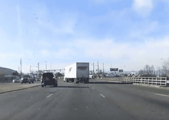VIDEO: Semi Almost Takes Out Jeep After Cutting Across Three Lanes