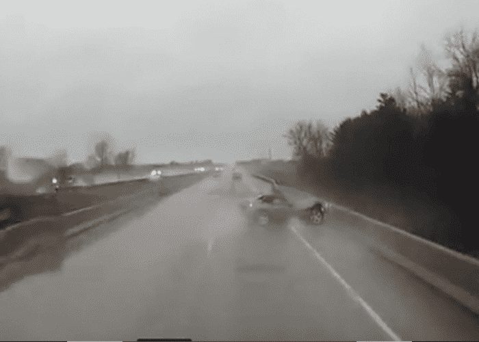 VIDEO: Passing A Semi On A Wet Bridge Was Almost The Last Thing He Ever Did