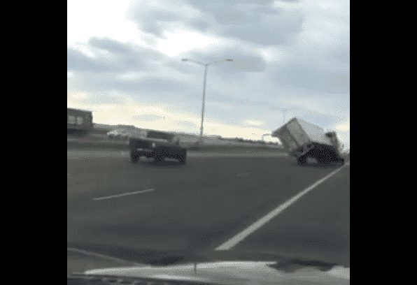 VIDEO: Wind Takes Down Truck On I-25