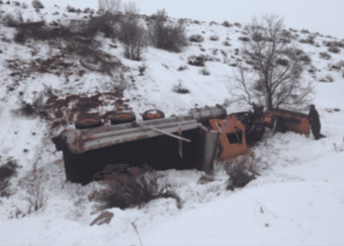 VIDEO: Semi Clips Snowplow, Sends It Crashing Down 300 Foot Embankment