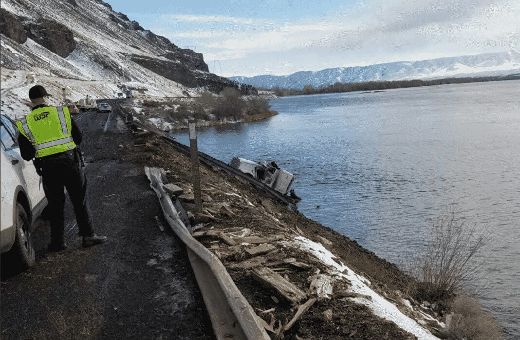 Truck Hauling Apples Crashes Into Columbia River