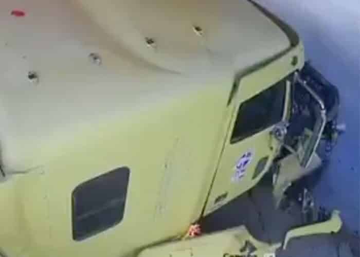 VIDEO: Truck Crash Causes Havoc At Gas Station