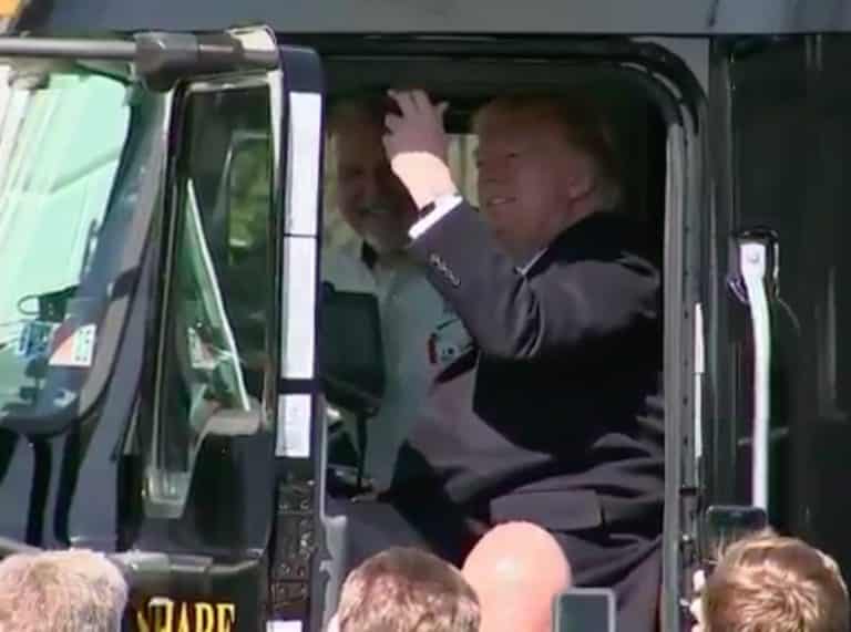 VIDEO: Trump Climbs Into Semi, Does Trucker Impression, Honks Horn