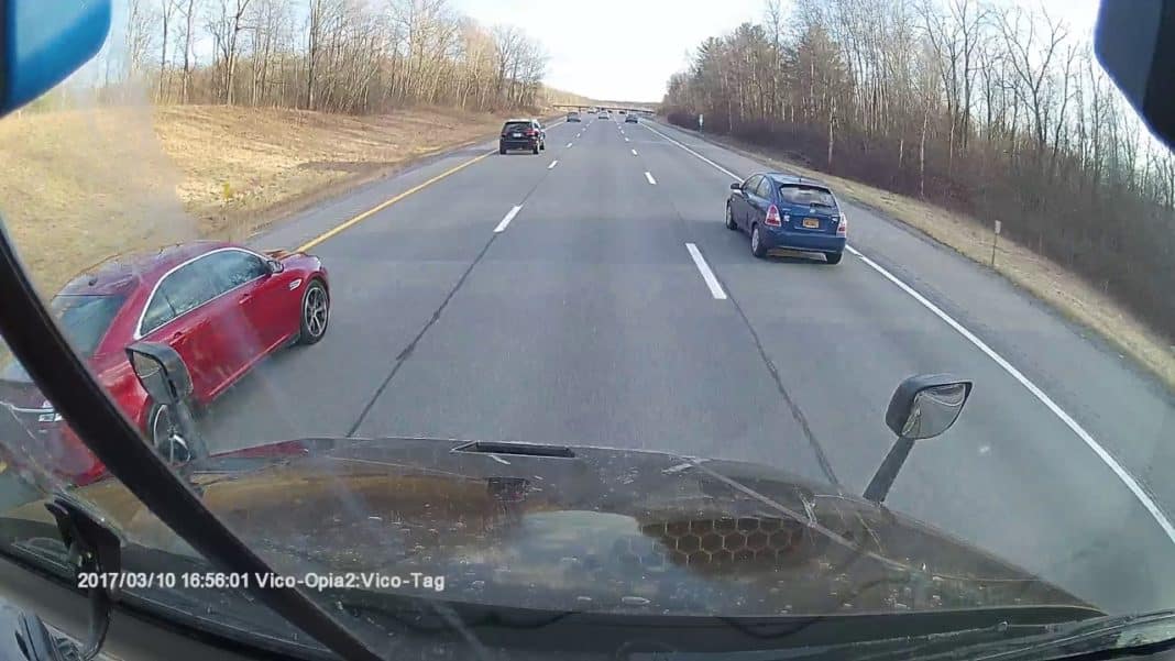 VIDEO: Two Road Ragers Come ThisClose To Causing Semi To Crash