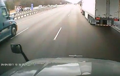 VIDEO: This Was Almost A Three Truck Pileup