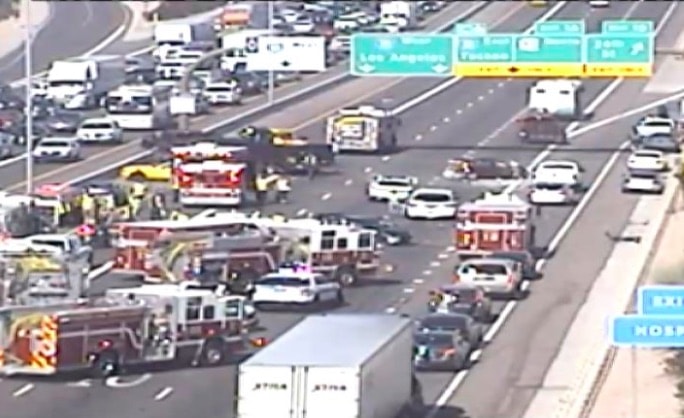 10 Vehicle Chain Reaction Crash Shuts Down Phoenix Freeway