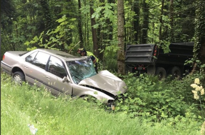VIDEO: Dump Truck Loses Brakes, T-Bones Sedan