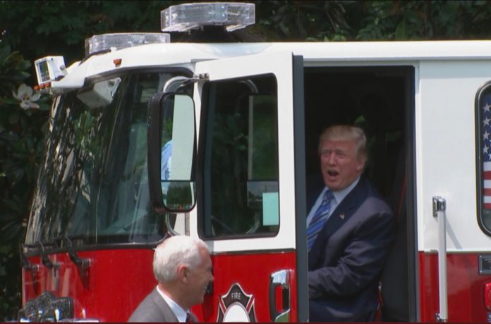 Trump in a Fire Truck