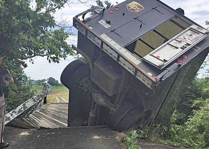 UPS Delivery Truck Collapses Rural Virginia Bridge