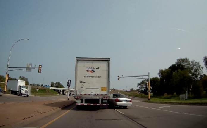 VIDEO: Maybe the truck was in his blind spot?