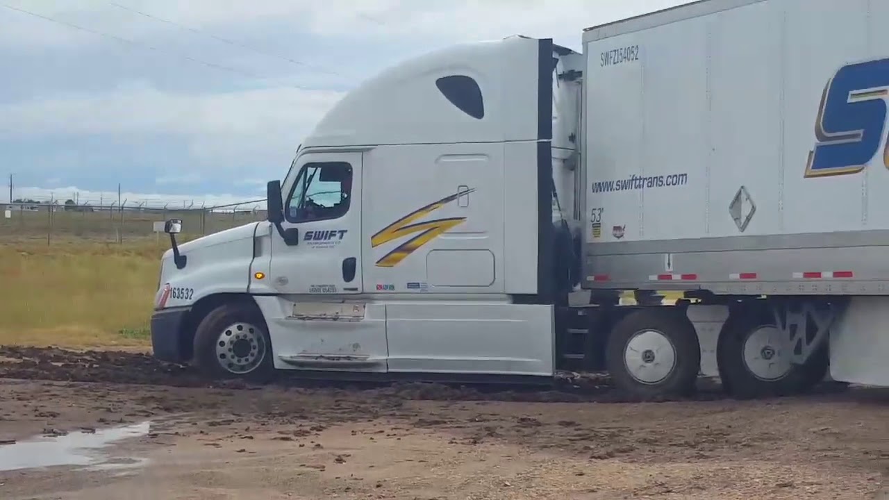 VIDEO: Truck driver is no match for mud patch