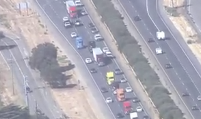 Trucker protest convoy in Sacramento is slowing traffic on I-5 and Highway 99