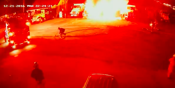 VIDEO: Parked truck catches fire and explodes