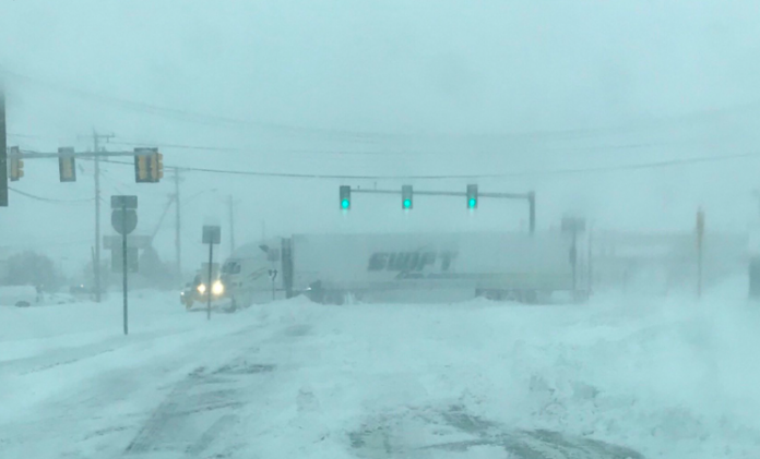 Rhode Island has banned trucks from all state roads until 9 p.m.