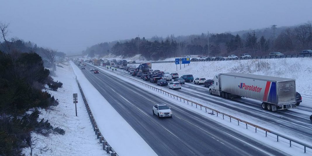 Nearly 40 vehicles collided on Highway 400 during winter storm