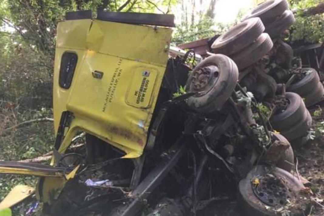 VIDEO: Truck rolls down embankment after woman’s suicide by truck attempt