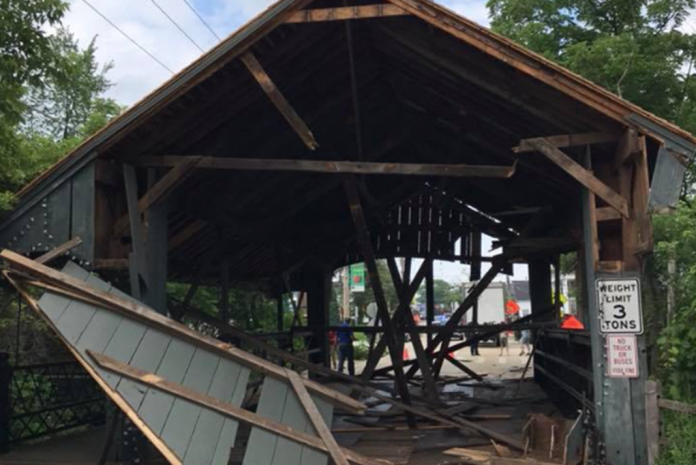 Historic bridge with 6,000 pound weight limit smashed up by 15,000 pound box truck
