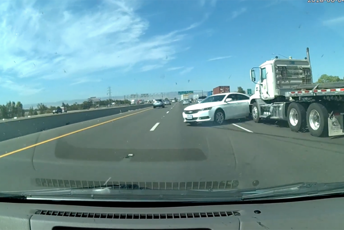 VIDEO: Car vs. semi truck PIT maneuver sends dash cammer into tailspin