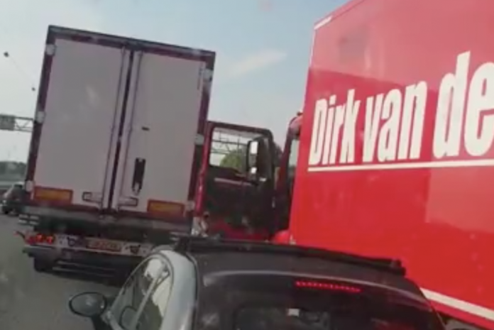 Watch three truckers put a stop to a suspected drunk driver