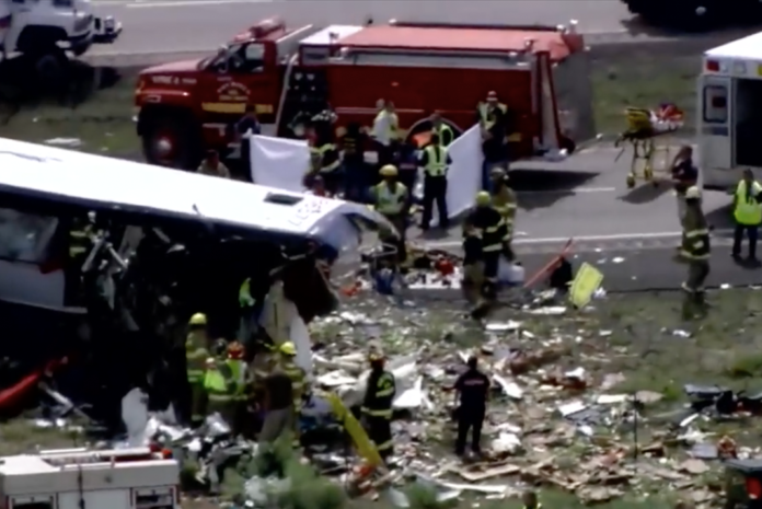 Blown semi truck tire blamed for Greyhound bus crash that killed seven