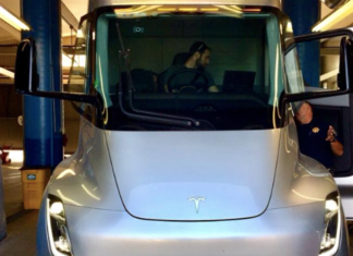 California troopers pull in a Tesla Semi for inspection