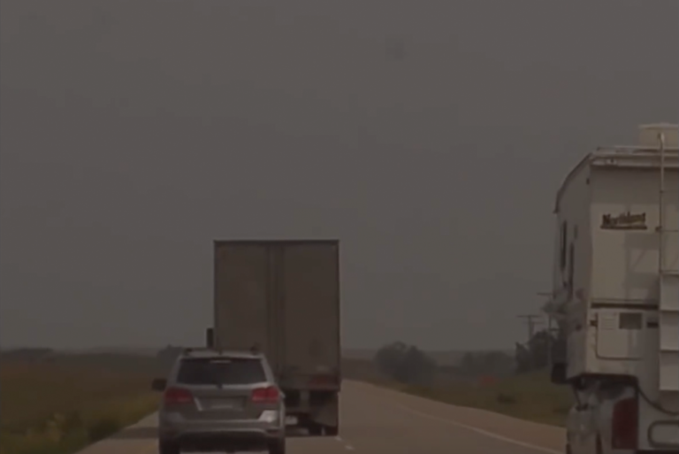 Motorist shares video of “erratic” truck driver, company blames wind