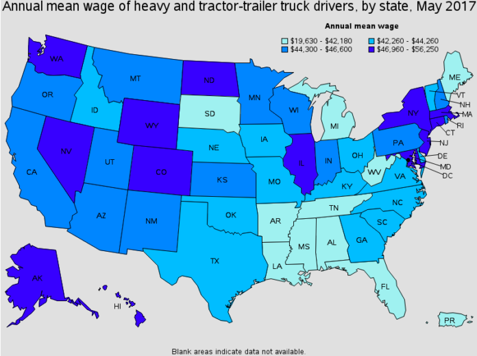 Here's how truck driver salaries rank in all 50 states