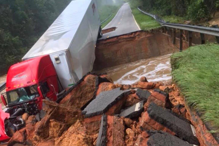 Bridge Collapses Under Truck