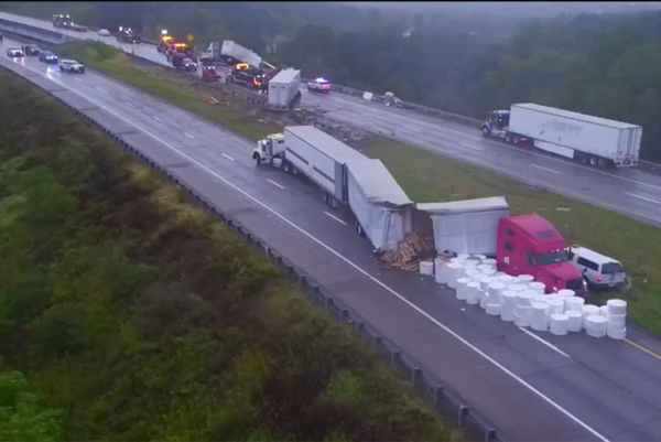 I-78 Shut Down For Major Crash Involving Multiple Semi Trucks