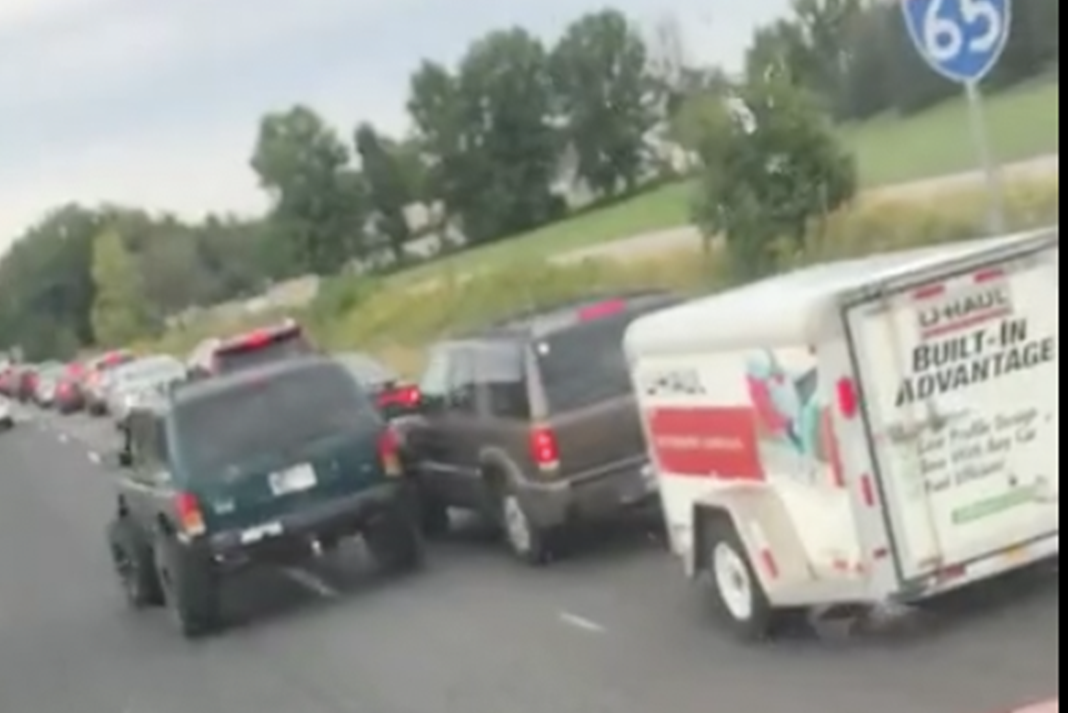 VIDEO: Four wheelers play bumper cars on the interstate