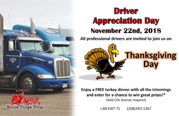 Idaho truck stop to offer truckers a free Thanksgiving dinner