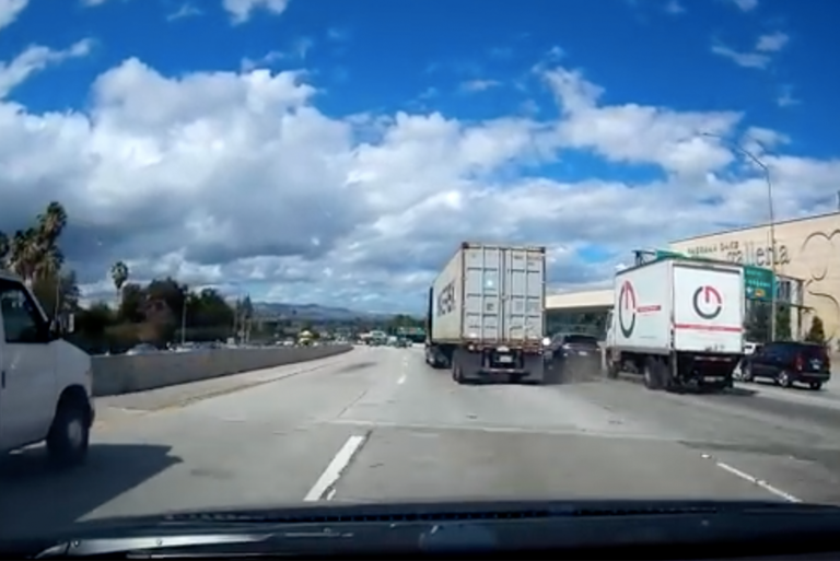 VIDEO- Cut off truck driver appears to get revenge on four wheeler
