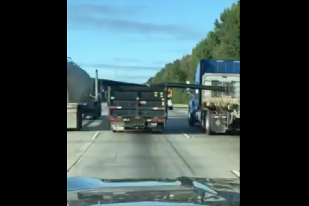 VIDEO: Unsecured load wallops trucks and busses