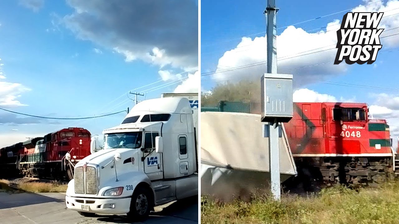 VIDEO: Truck driver pays the price for ignoring a train horn