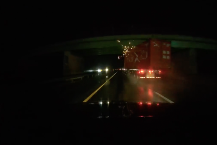 Watch: Trucker barely scrapes under one overpass, but he's not so lucky on the second