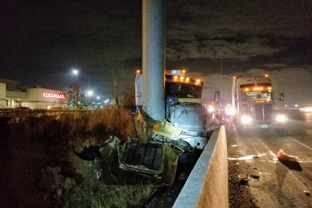 ‘Medical emergency’ to blame after trucker veers into overhead sign support