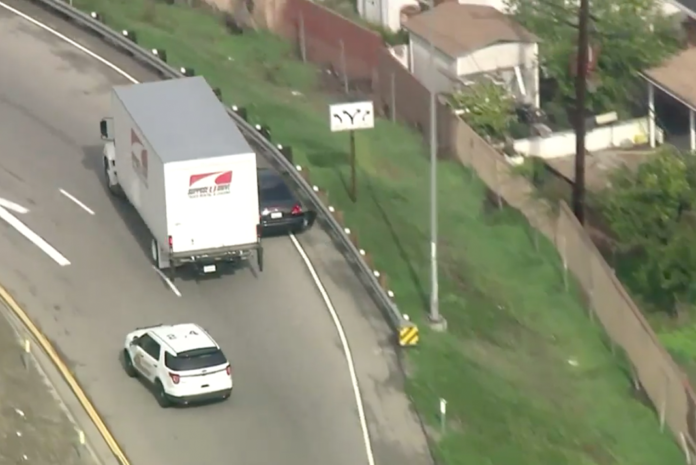 Box truck puts a sudden stop to high speed chase