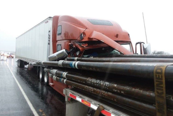 Car's cut off causes crash that sends pipes through cab of semi truck