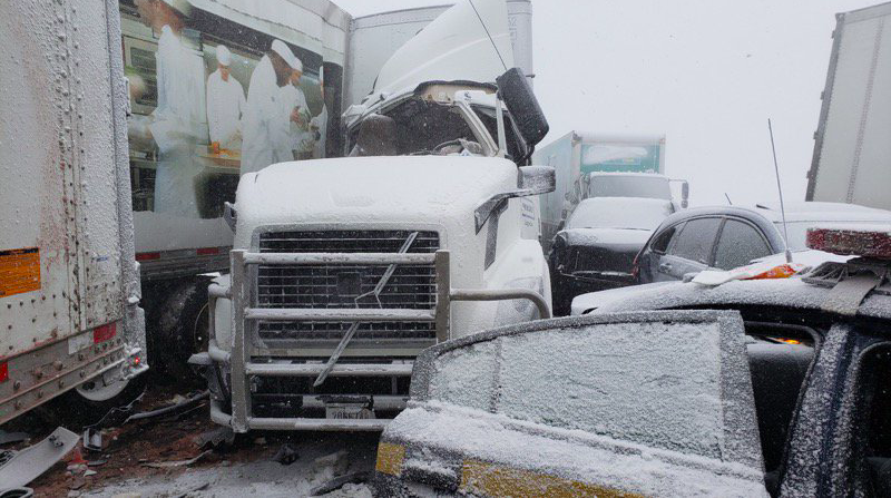 Truckers who disobeyed tractor trailer ban become part of 21 vehicle pileup