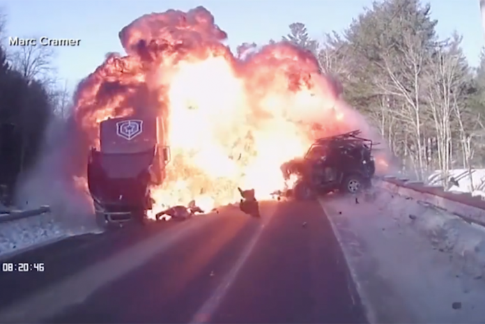 Teen driver survives fiery head-on collision with semi truck