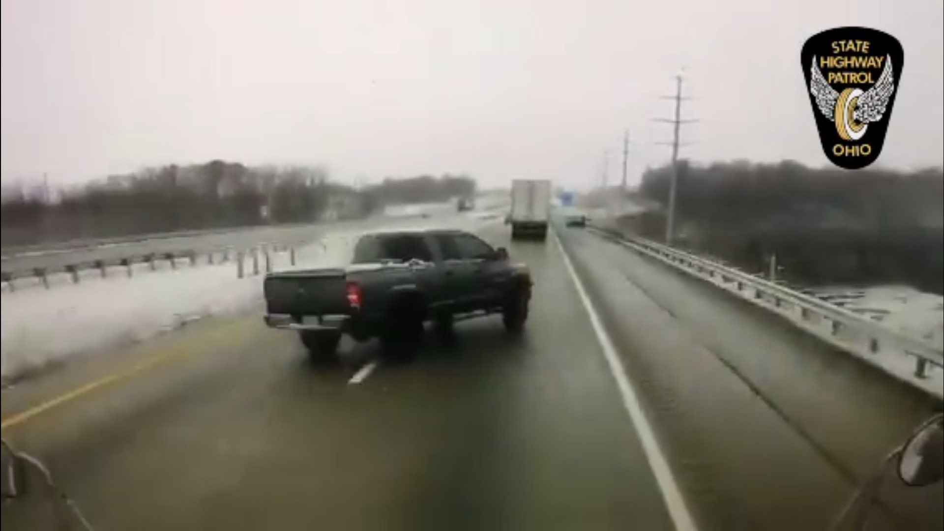 ODOT shares nerve-wracking trucker dash cam video to show dangers of icy bridges