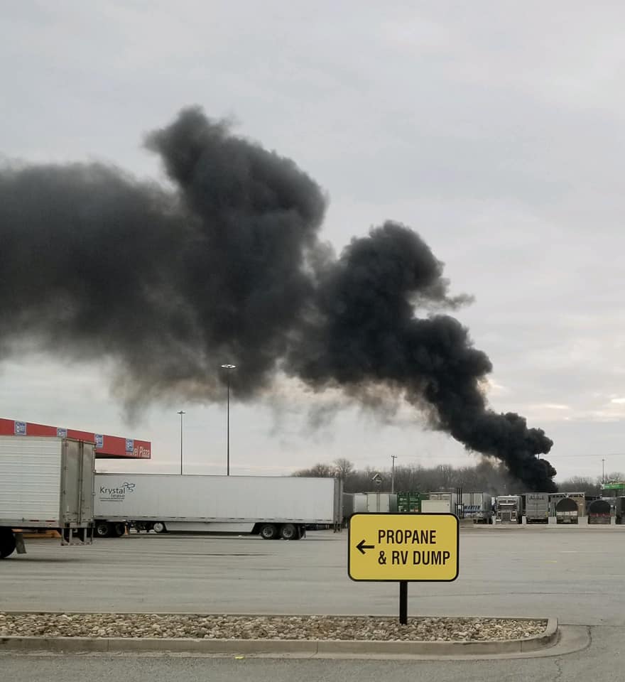 Investigation underway after fire destroys four semis at truck stop