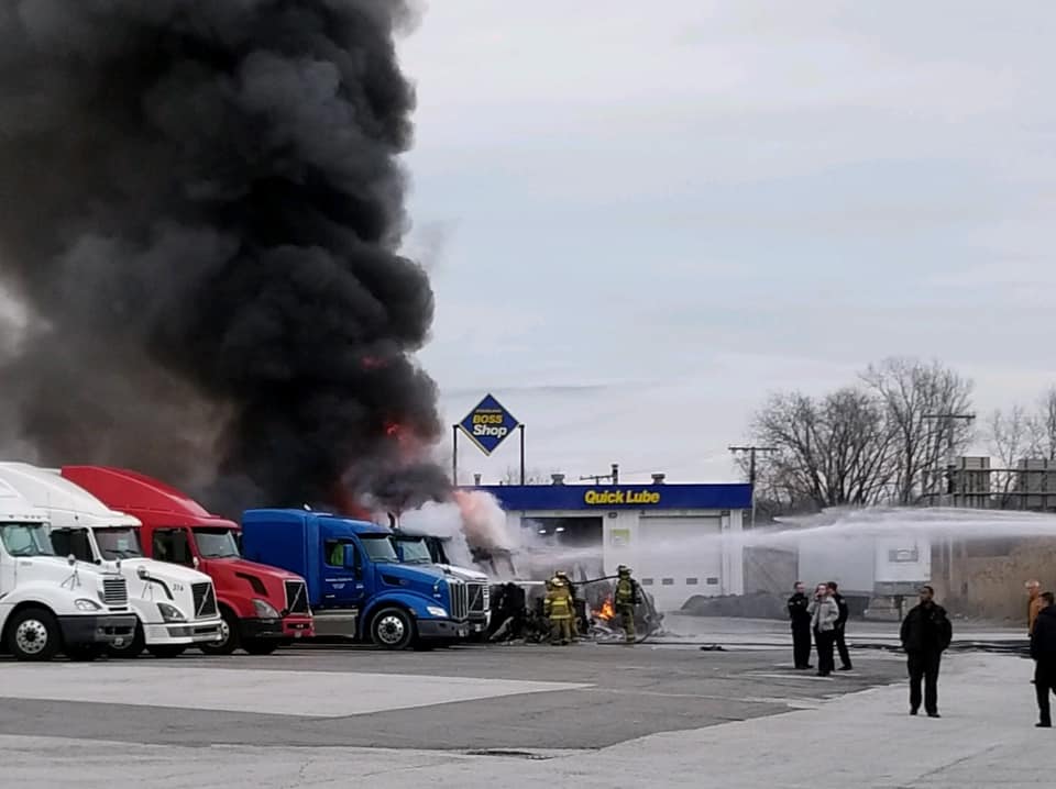 Investigation underway after fire destroys four semis at truck stop