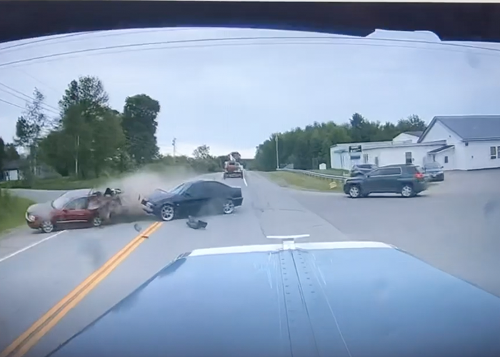 Multi-vehicle collision caught on trucker’s dash cam