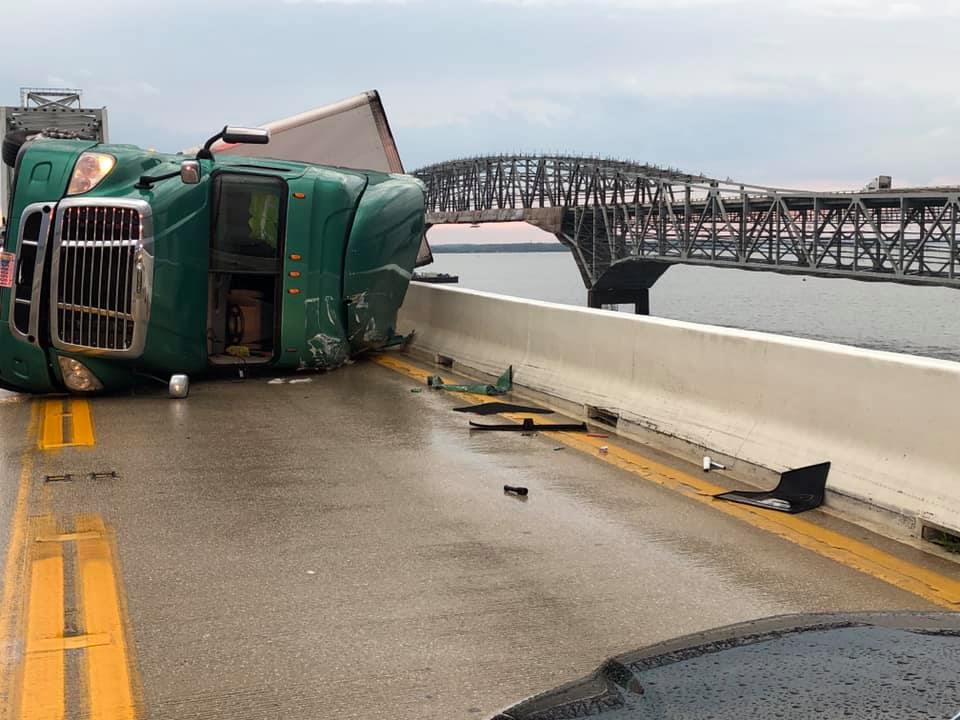 Tractor Trailer Toppled Over On Bay Bridge 6866