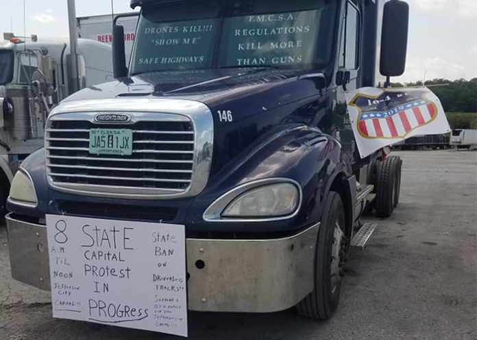 Driverless Truck Protest