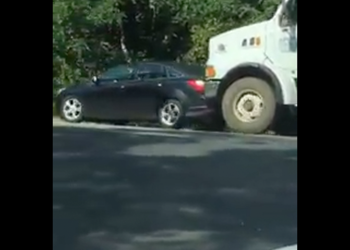 Truck Driver Rams Car Down The Road