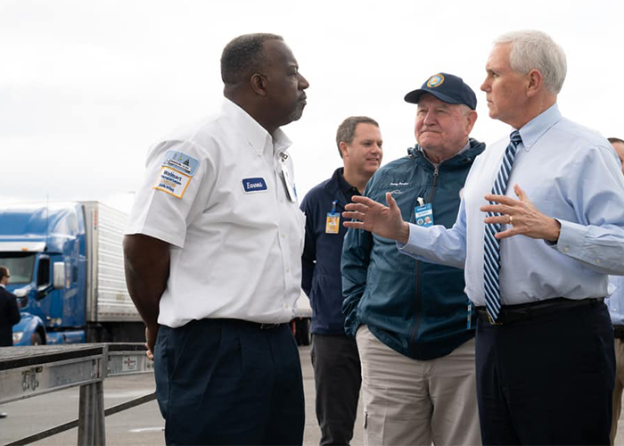 VP Pence thanks truckers at Virginia Walmart distribution center