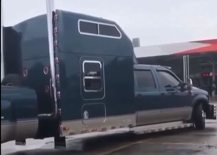 Video Shows Bizarre Semi Pickup Truck Creation
